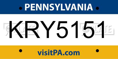 KRY5151 Pennsylvania License Plate