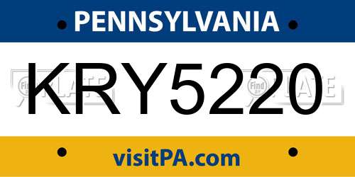 KRY5220 Pennsylvania License Plate