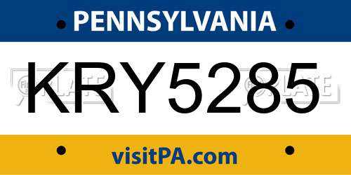 KRY5285 Pennsylvania License Plate