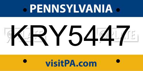 KRY5447 Pennsylvania License Plate