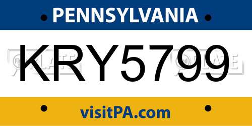 KRY5799 Pennsylvania License Plate