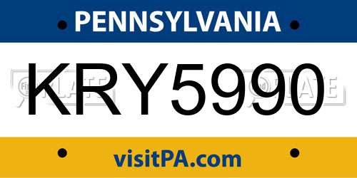 KRY5990 Pennsylvania License Plate