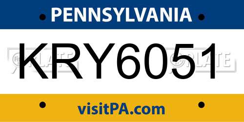 KRY6051 Pennsylvania License Plate