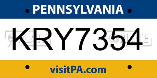 KRY7354 Pennsylvania License Plate