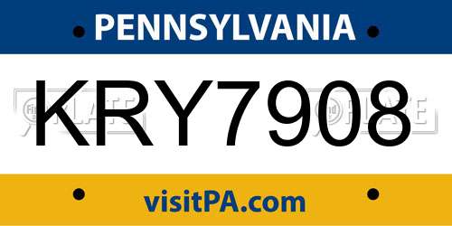 KRY7908 Pennsylvania License Plate