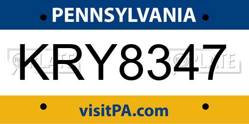 KRY8347 Pennsylvania License Plate