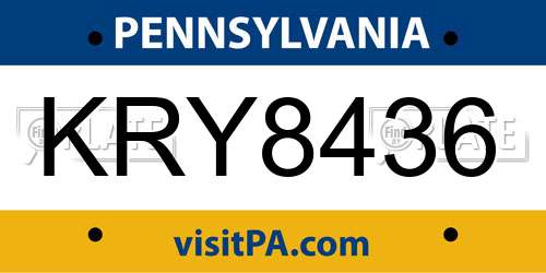 KRY8436 Pennsylvania License Plate