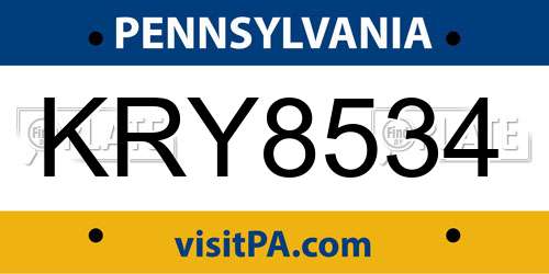 KRY8534 Pennsylvania License Plate