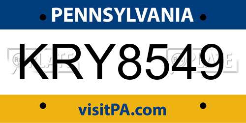 KRY8549 Pennsylvania License Plate