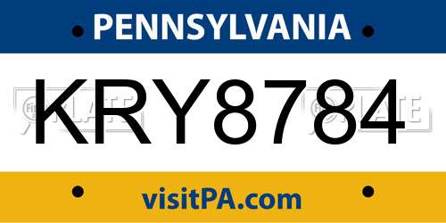 KRY8784 Pennsylvania License Plate