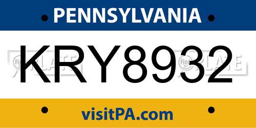 KRY8932 Pennsylvania License Plate