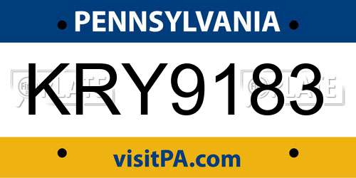 KRY9183 Pennsylvania License Plate