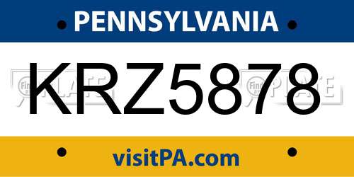 KRZ5878 Pennsylvania License Plate