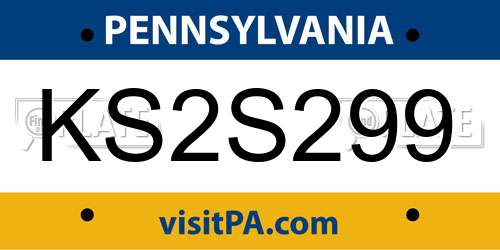 KS2S299 Pennsylvania License Plate