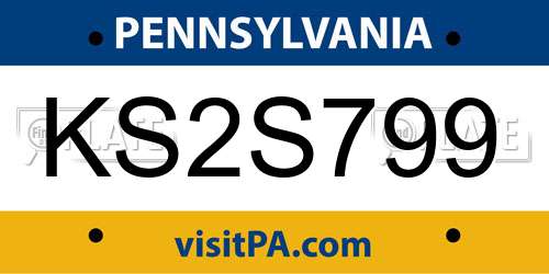 KS2S799 Pennsylvania License Plate