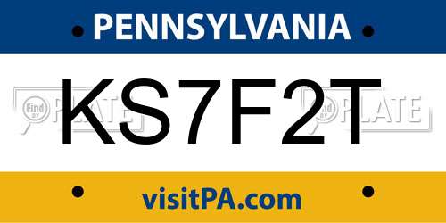 KS7F2T Pennsylvania License Plate