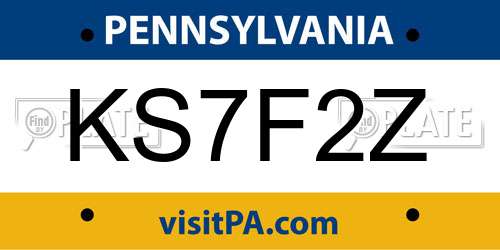 KS7F2Z Pennsylvania License Plate
