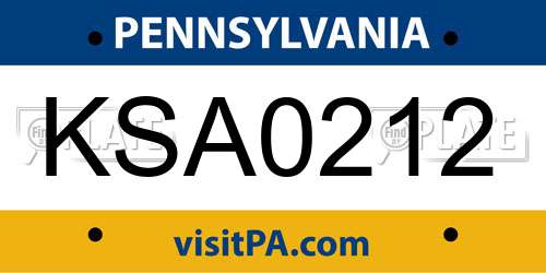 KSA0212 Pennsylvania License Plate