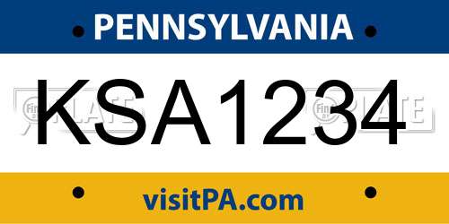 KSA1234 Pennsylvania License Plate
