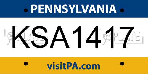 KSA1417 Pennsylvania License Plate