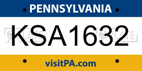 KSA1632 Pennsylvania License Plate