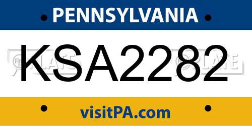 KSA2282 Pennsylvania License Plate