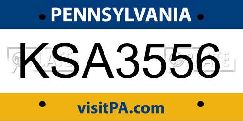 KSA3556 Pennsylvania License Plate