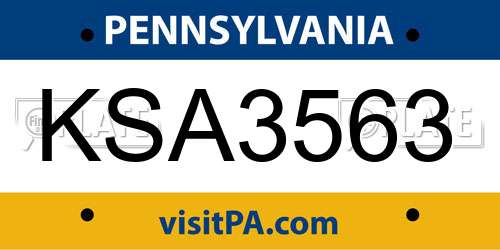 KSA3563 Pennsylvania License Plate