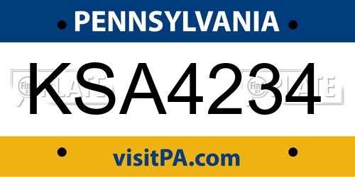 KSA4234 Pennsylvania License Plate