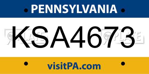 KSA4673 Pennsylvania License Plate