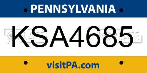 KSA4685 Pennsylvania License Plate