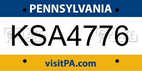 KSA4776 Pennsylvania License Plate