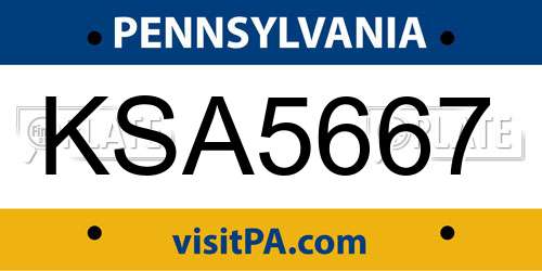 KSA5667 Pennsylvania License Plate