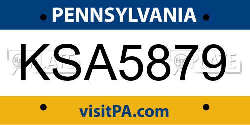 KSA5879 Pennsylvania License Plate
