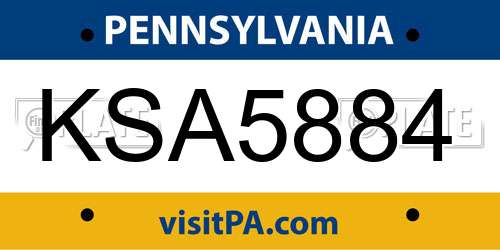 KSA5884 Pennsylvania License Plate