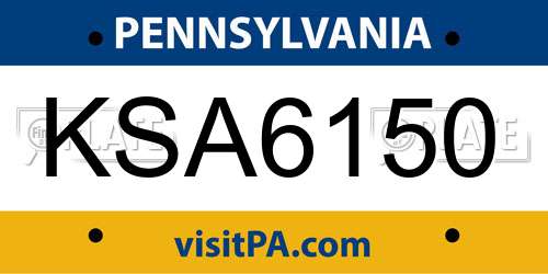 KSA6150 Pennsylvania License Plate