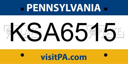 KSA6515 Pennsylvania License Plate