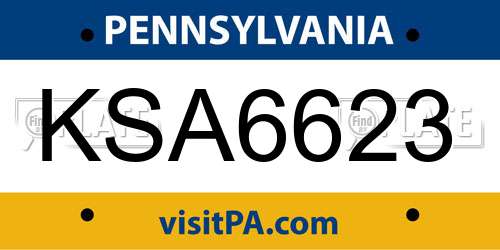 KSA6623 Pennsylvania License Plate