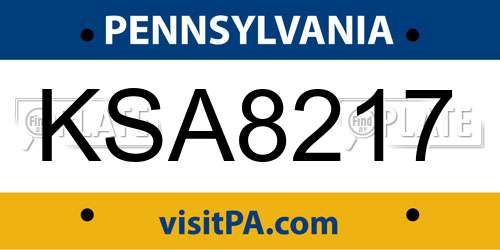 KSA8217 Pennsylvania License Plate