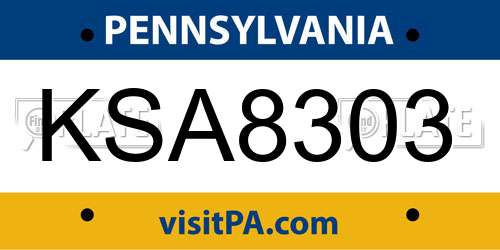 KSA8303 Pennsylvania License Plate