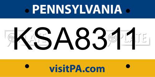 KSA8311 Pennsylvania License Plate