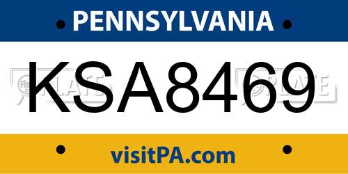 KSA8469 Pennsylvania License Plate