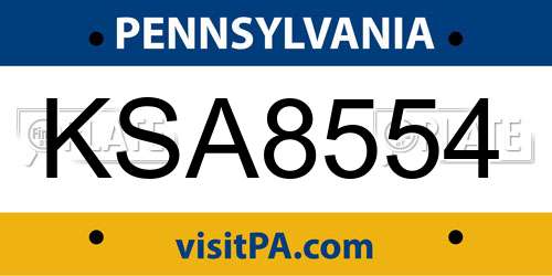 KSA8554 Pennsylvania License Plate