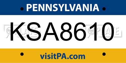 KSA8610 Pennsylvania License Plate