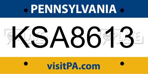 KSA8613 Pennsylvania License Plate