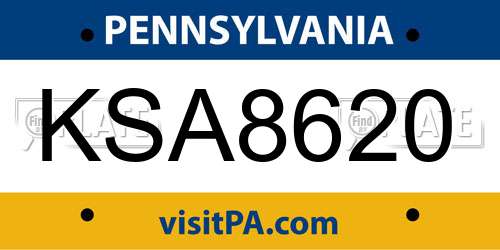 KSA8620 Pennsylvania License Plate