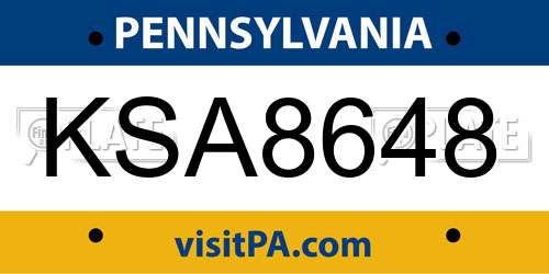 KSA8648 Pennsylvania License Plate