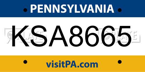 KSA8665 Pennsylvania License Plate