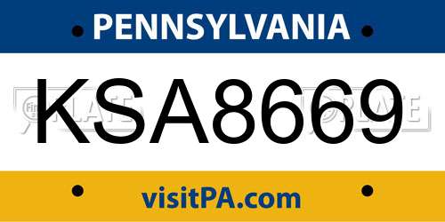 KSA8669 Pennsylvania License Plate