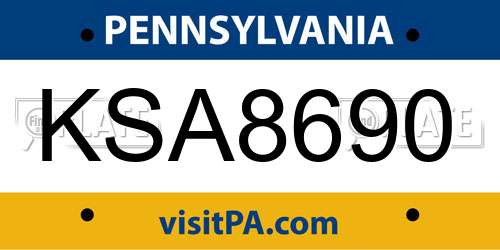 KSA8690 Pennsylvania License Plate